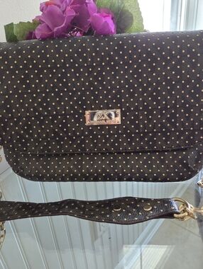 Michael Kors Black Crossbody/Clutch with Gold Polka Dots NWOT